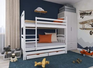 ALAN 90x180 white bunk bed Lano Furniture