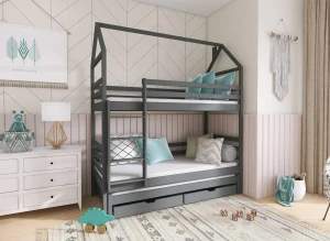 DALIA 80x160 graphite house bunk bed Lano Furniture