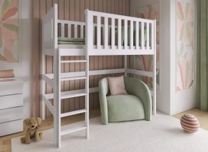 LAURA 80x160 white single loft bed Lano Furniture