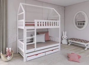 IGA 80x190 white house bunk bed Lano Furniture