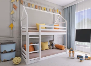 AXEL 80x200 white house bunk bed Lano Furniture