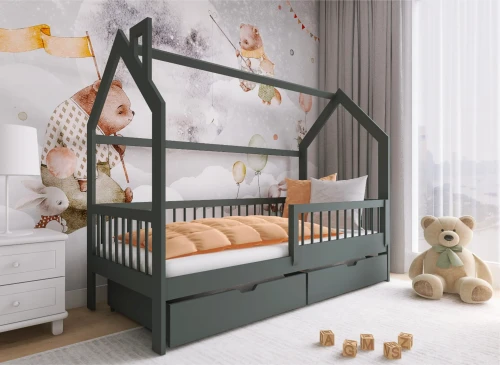 OSKAR 90x200 graphite children's house bed Lano Furniture