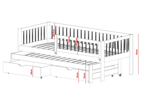 SOFTI 70x160 graphite children's bed Lano Furniture