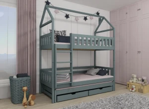 IGA 80x160 grey house bunk bed Lano Furniture