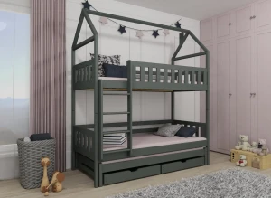IGA 80x200 graphite house bunk bed Lano Furniture