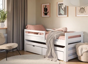SENSO 90x190 white double trundle bed Lano Furniture