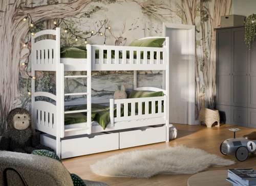 IGNAŚ 80x180 white bunk bed Lano Furniture