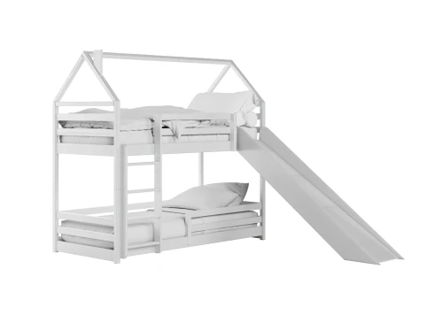 PLAY 80x200 white bunk bed with a slide Lano Furniture