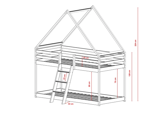 SWEET 90x200 grey house bunk bed Lano Furniture