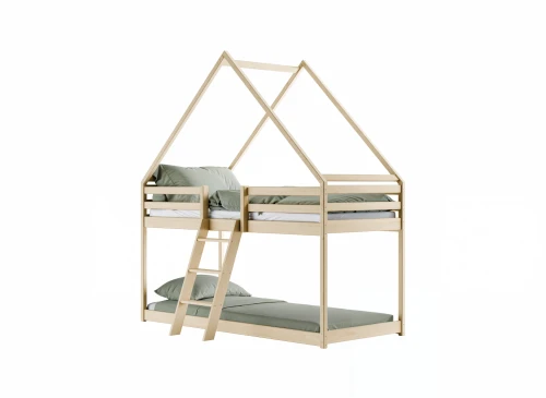 SWEET 90x200 unvarnished wood house bunk bed Lano Furniture