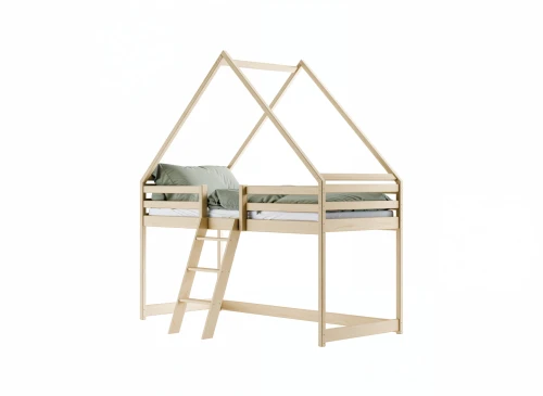 MOON 90x200 pine children's house loft bed Lano Furniture