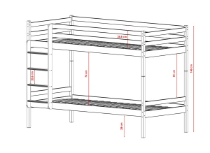 NICO 90x200 white bunk bed Lano Furniture
