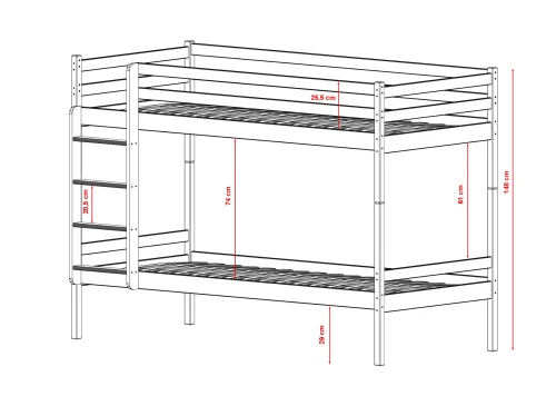 NICO 90x200 graphite bunk bed Lano Furniture