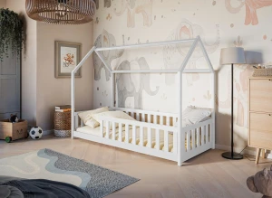 NOAH 90x200 white Montessori floor house bed for children Lano Furniture