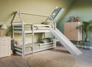 PLAY 80x200 white bunk bed with a slide Lano Furniture
