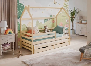 DANEK 90x200 pine children's house bed Lano Furniture