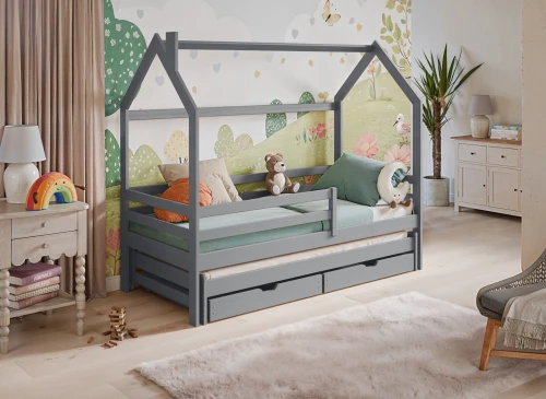 DANEK 80x160 grey children's house bed Lano Furniture