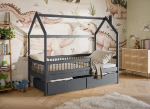 OSKAR 90x190 graphite children's house bed Lano Furniture
