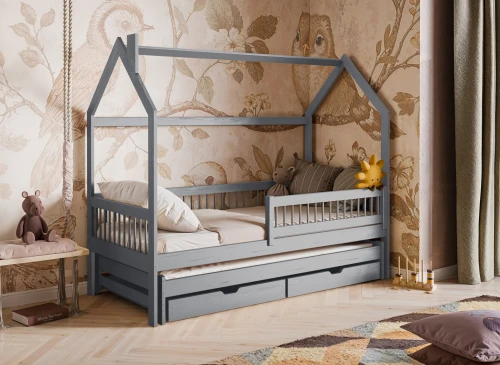 PAPI 80x170 grey children's house bed Lano Furniture