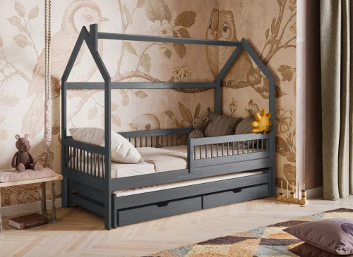 PAPI 70x160 graphite children's house bed Lano Furniture