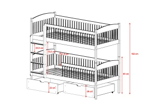 LUNA 90x200 grey bunk bed Lano Furniture