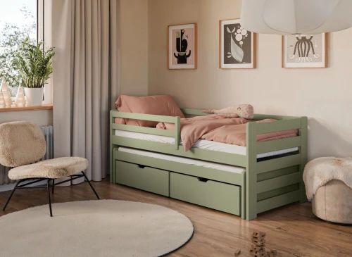 SENSO 80x190 olive green double trundle bed Lano Furniture