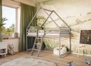 MOON 90x200 cashmere single children's house high sleeper bed Lano Furniture