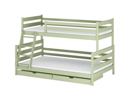 FAMI 90x200/120x200 olive green bunk bed with wider lower deck Lano Furniture