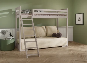 SOFINO 90x200/140x200 cashmere loft bed with sofa bed, fabric beige poso 38 Lano Furniture