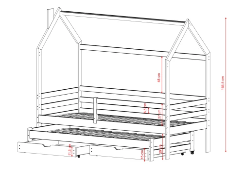 DANEK 80x170 white children's house bed Lano Furniture