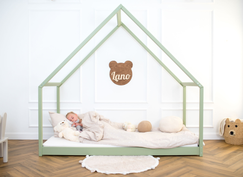 MORIS 80x180 olive green single children's house bed Lano Furniture