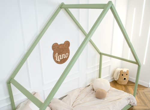 MORIS 80x180 olive green single children's house bed Lano Furniture