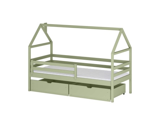ARON 80x160 olive green single children's house bed Lano Furniture