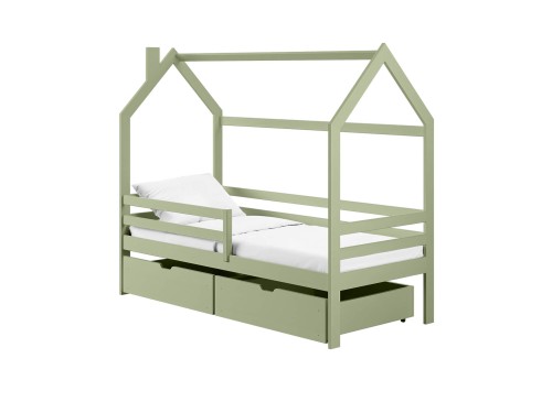 LILA 80x160 olive green single children's house bed Lano Furniture