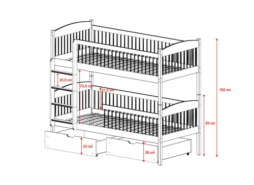 LUNA 90x200 cashmere bunk bed Lano Furniture