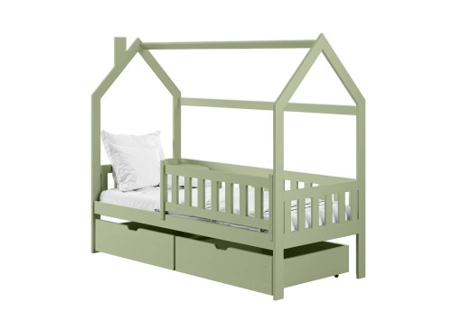 NATAN 90x190 olive green single children's house bed Lano Furniture