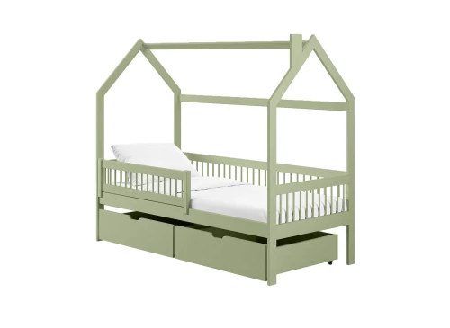 OSKAR 90x180 olive green single children's house bed Lano Furniture