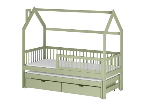 PAPI 90x180 olive green children's house bed Lano Furniture
