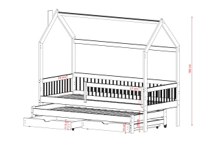 PAPI 90x200 cashmere children's house bed Lano Furniture