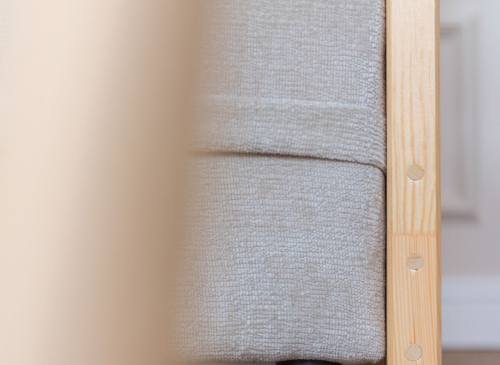 SAVIO 90x200/140x200 cashmere loft bed with fold-out sofa, beige perfect harmony 02 fabric Lano Furniture