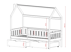 NATAN 80x200 cashmere single children's house bed Lano Furniture