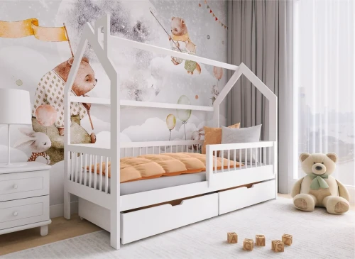 OSKAR 80x200 white children's house bed Lano Furniture