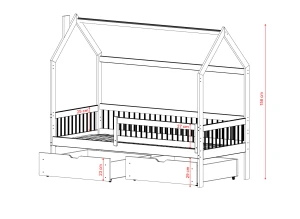 OSKAR 80x200 cashmere single children's house bed Lano Furniture