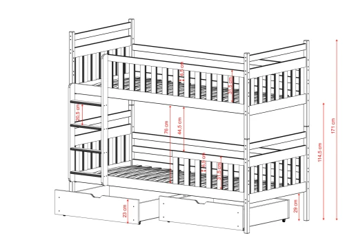 MONIKA 90x200 cashmere bunk bed Lano Furniture