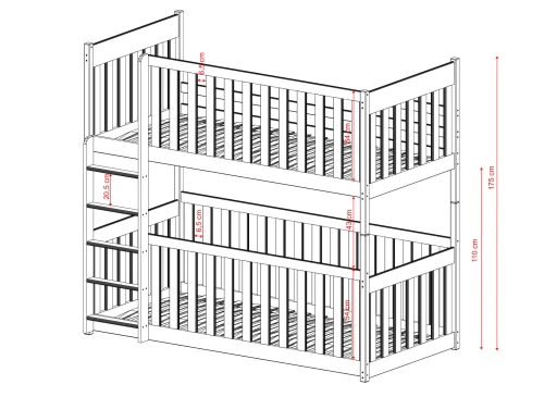 KONRAD 80x200 olive green bunk bed Lano Furniture