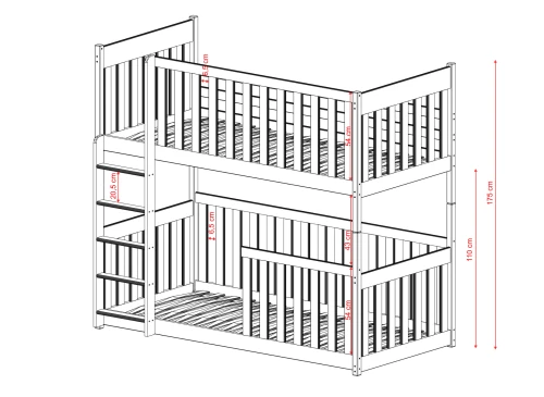 KONRAD 80x180 pine bunk bed Lano Furniture