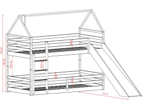 PLAY 90x200 cashmere bunk bed with slide Lano Furniture