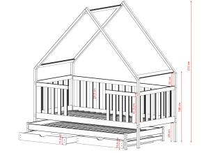 MAGIC 90x190 grey bunk bed house Lano Furniture