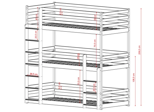 TED 90x190 olive green bunk bed Lano Furniture
