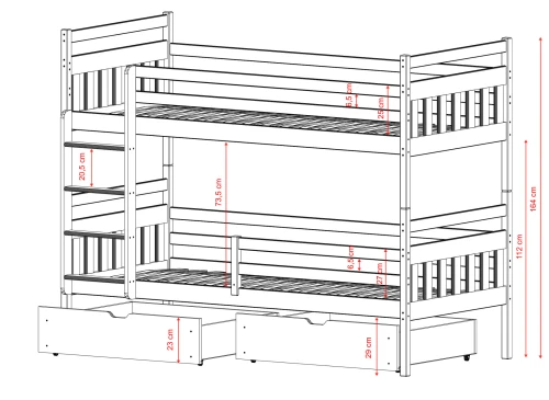 ADAŚ 80x190 white bunk bed Lano Furniture